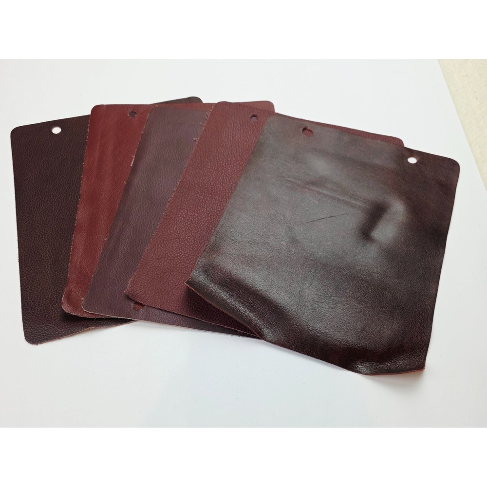 Lot Of 5 Brown Leather Sample Upholstery Swatches for Bookbinding Bags Wallet